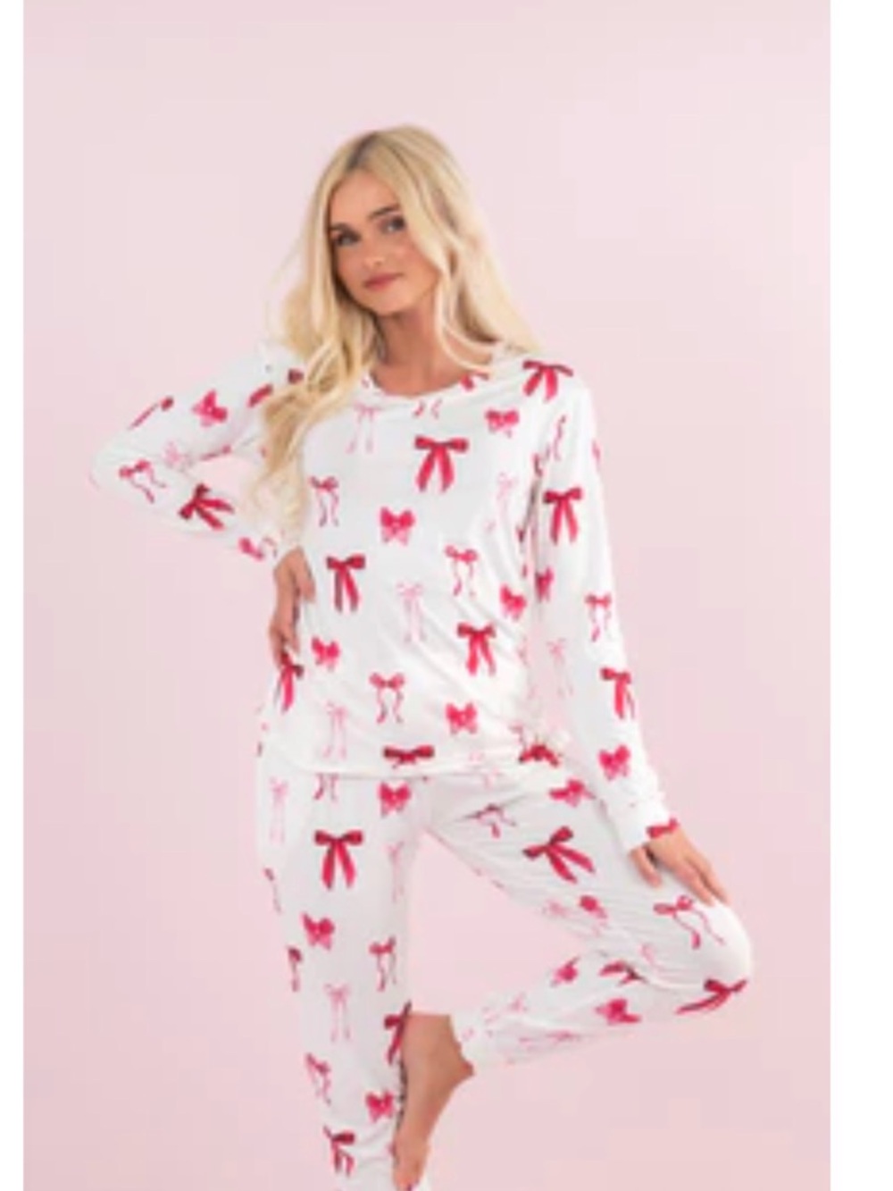 Kyte Bamboo Women's Jogger Pajama Set in Big Love Bow
